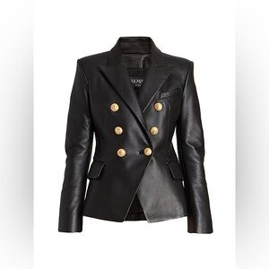 BALMAIN PARIS Six-Button Leather Blazer  Size FR 42 NWT
